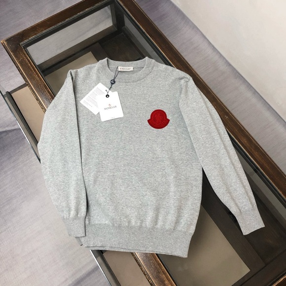 MONCLER grey round-neck knitted sweater - Picture 1 of 6